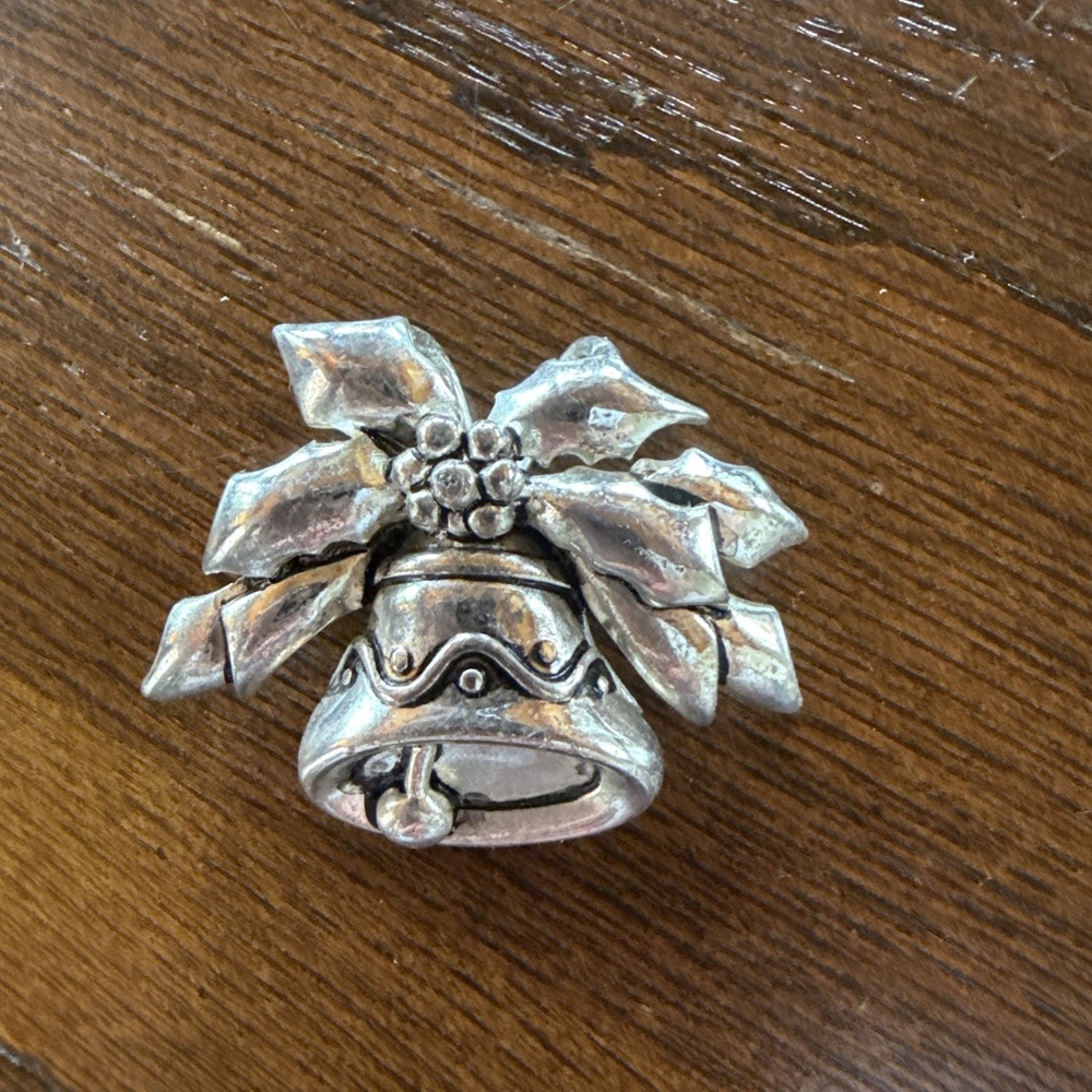 Harrington & Co Silver Tone Festive Bell Brooch Only